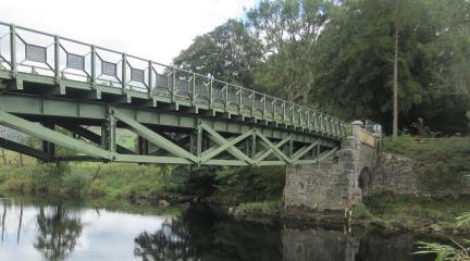 The underside of Rigmaden Bridge and the river in Kirkby Lonsdale 