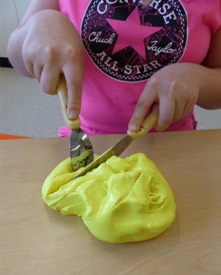 cutting playdough