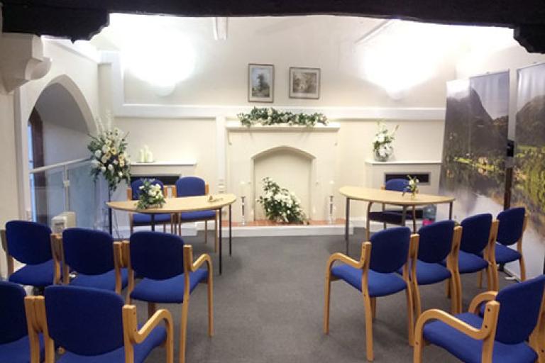 A ceremony room in Penrith Register Office