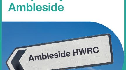 A roadsign for Ambleside HWRC. Image reads "Temporary closure Ambleside"