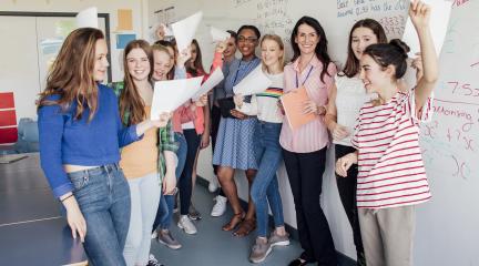 Students receiving their results