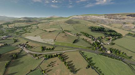 Looking North towards Pen Hill where you can see the Cutting for the new A595. The existing A595 can also be seen which is now blocked off for vehicles. The residents of Dove Bank and Dove Ford Farm are able to access their homes through Grizebeck Village.