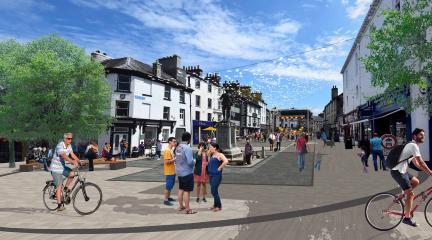 An artist's impression of how Market Place in Kendal could look.