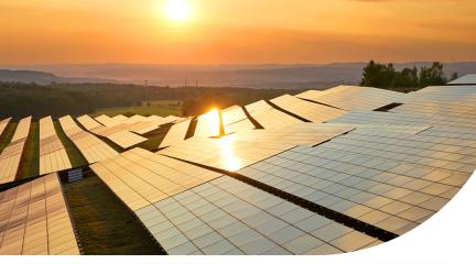 A selection of images highlighting the route to net zero including solar panels and wind turbines.