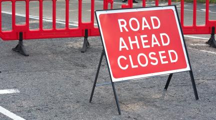 Road ahead closed sign