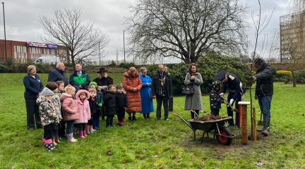 An oak tree has been planted in Bitts Park, Carlisle to commemorate the Coronation of King Charles III