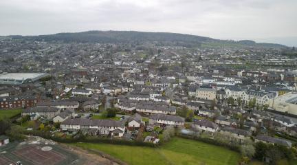 Ariel view looking over houses in Penrith