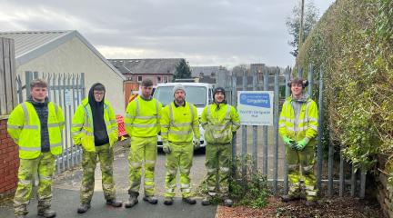 Apprentices from Westmorland and Furness Council and Cumberland Council's highways teams volunteering for National Apprenticeship Week