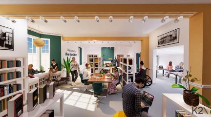 Visualisation showing how the expanded library space in The Coro could look