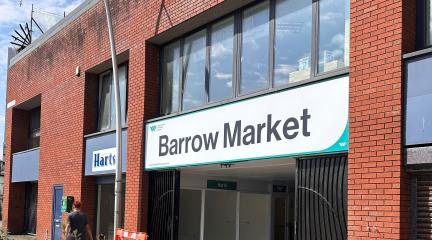New signs for Barrow Market at The Mall's old entrance