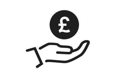 British pound on a hand