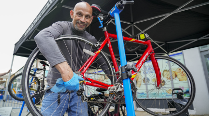 Alan from Dr Bike Cycle Maintenence who will be fixing people's bikes for FREE at the Barrow event