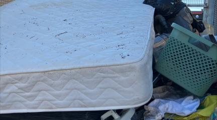 Some of the waste cleared from alleyways in Barrow including old mattresses and broken toys