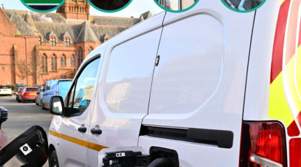 An electric vehicle charging outside Barrow Town Hall