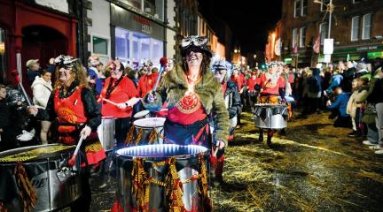 Performers at Kendal Torchlight Carnival