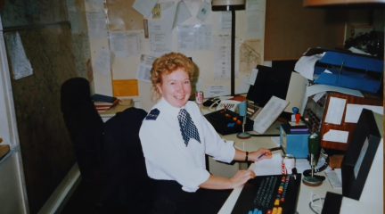 Former PC Sue Pickthall at work in Penrith police station
