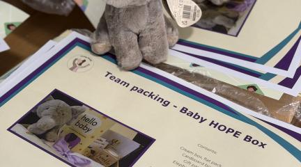 Team packing Hope Boxes