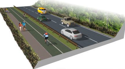 Artist impression of how the new cycle lane and footway on the A591 could look