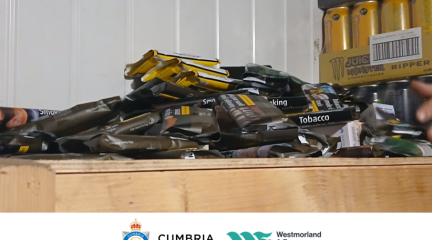 A pile of tobacco on a garage shelf that was seized 