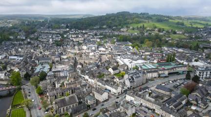 An aerial view of Kendal town centre.