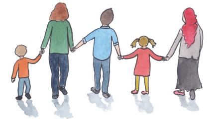Family group holding hands 