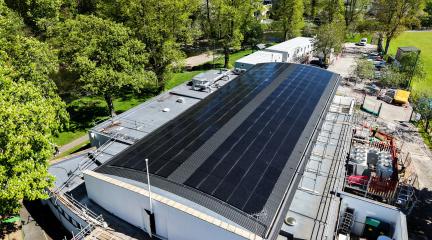 Solar panels on roof of Appleby Leisure Centre