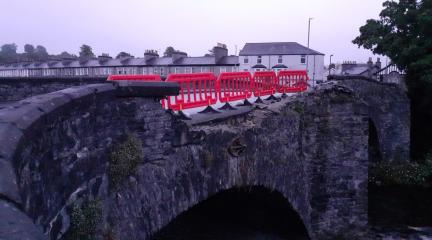 The hole in the parapet on Nether Bridge in Kendal.