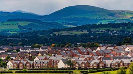 A view overlooking a new housing estate in Penrith.