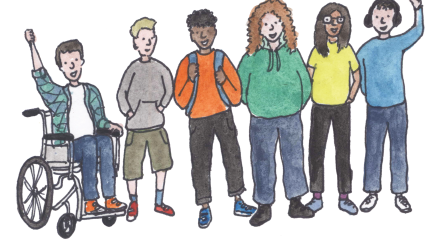 Illustration of six teenagers