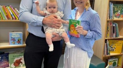 Baby Eimpha - the first to receive a library card under the scheme