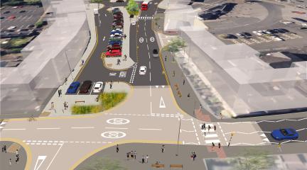 Aerial view of proposed changes to Sandgate junction