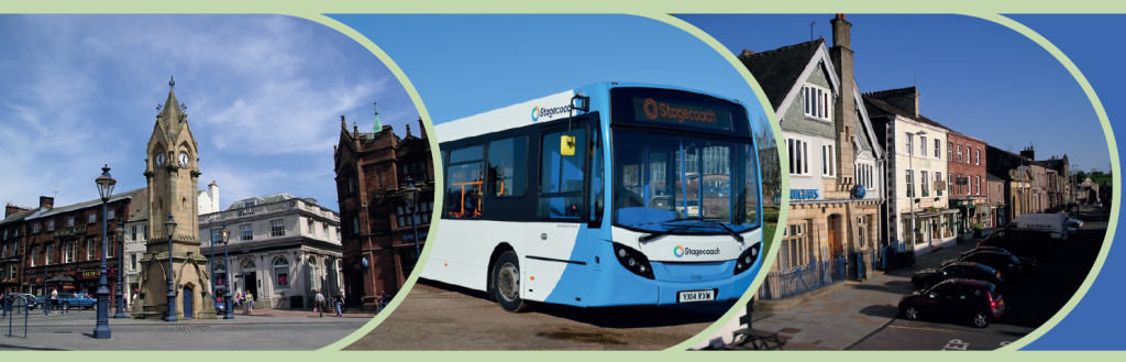 Appleby town centre, a Stagecoach bus and Penrith Town Centre