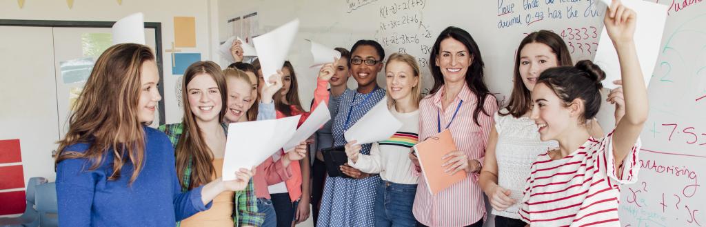 Students receiving their results