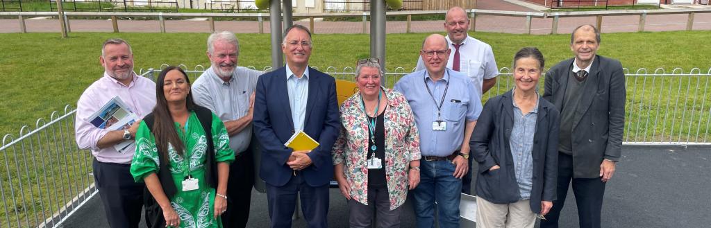 Westmorland and Furness Council leaders Councillors Jonathan Brook, Virginia Taylor, Judith Derbyshire, Neil Hughes and Andrew Jarvis met with Persimmon's Managing Director for Cumbria, Anthony Mansfield and other Persimmon staff on the Woodberry Heights and Carleton Meadows developments in Penrith.