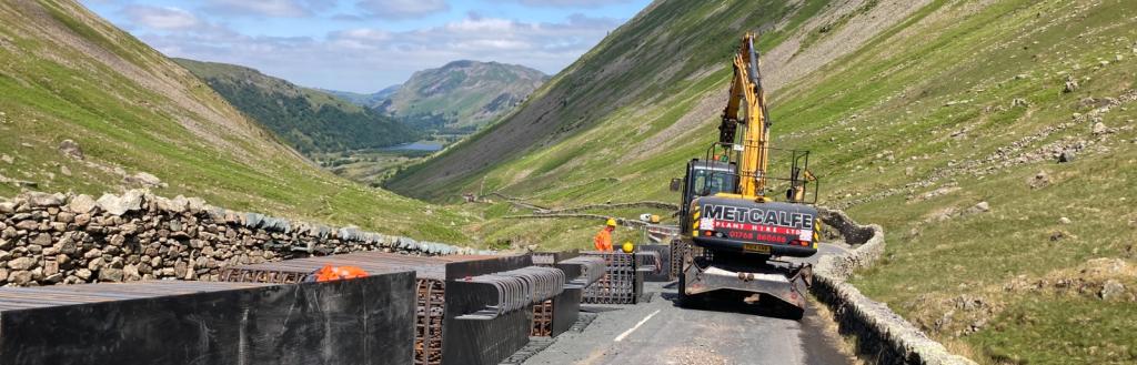 Picture of contractors working on the Kirkstone Pass road safety improvement scheme earlier this year.