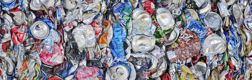 Aluminium cans crushed for recycling
