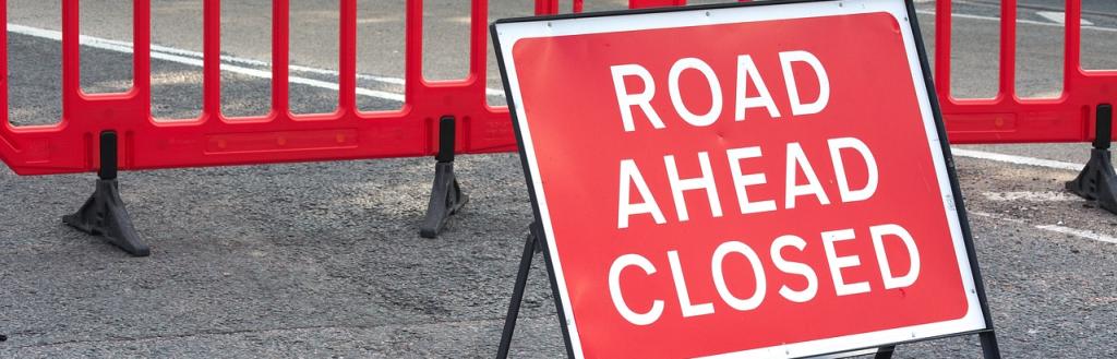 Road ahead closed sign