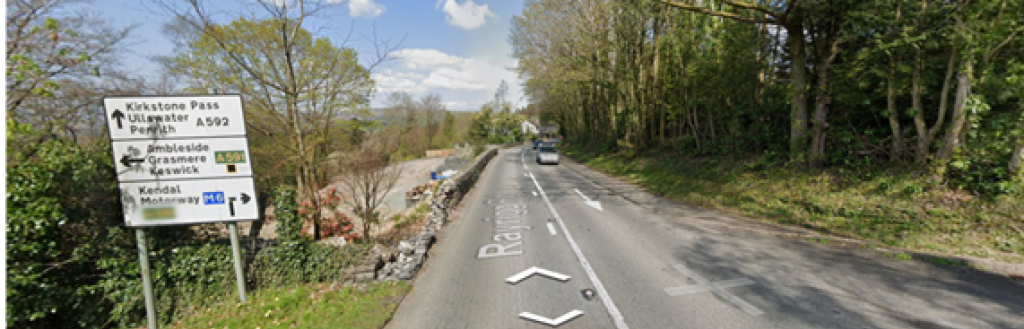 Google maps view of A592 Rayrigg Road