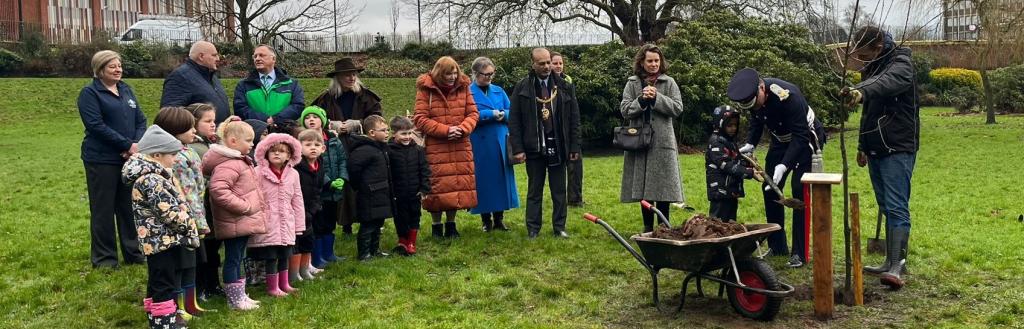 An oak tree has been planted in Bitts Park, Carlisle to commemorate the Coronation of King Charles III