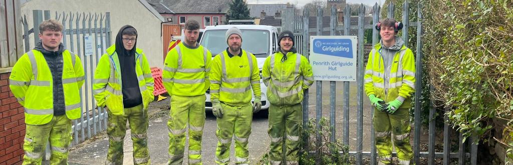 Apprentices from Westmorland and Furness Council and Cumberland Council's highways teams volunteering for National Apprenticeship Week