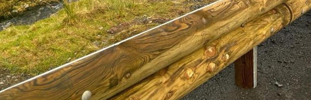 One of the new wooden-clad safety barriers installed on Kirkstone Pass