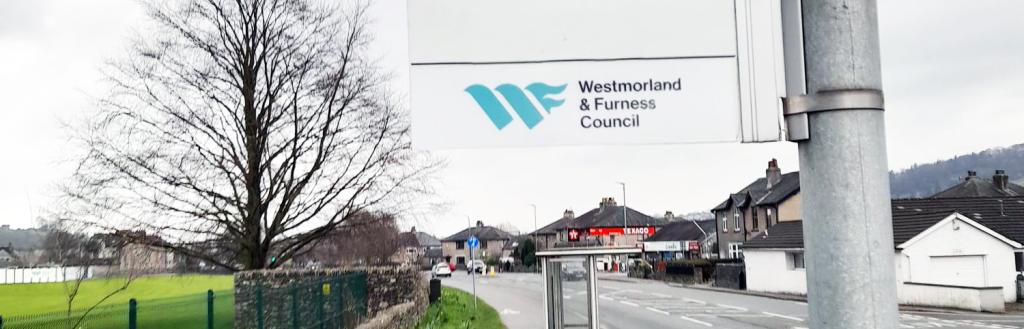 Westmorland and Furness Council bus stop sign