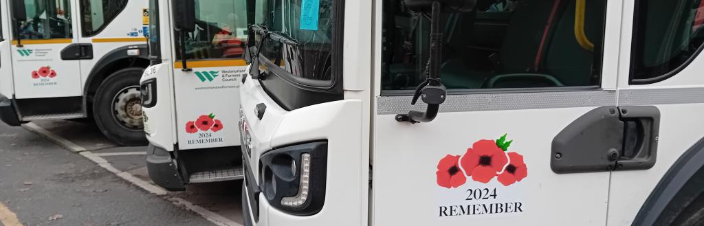 Poppies on side of council fleet vehicles. 