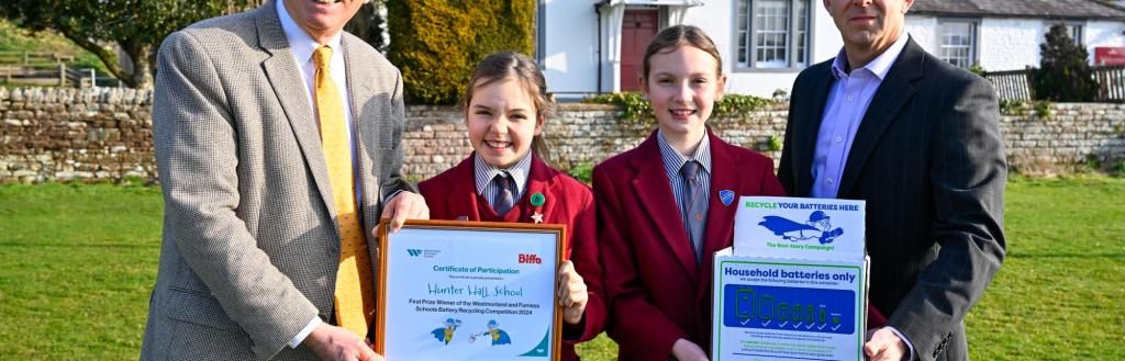 Cllr Giles Archibald (WFC), Hermione Holiday and Lucy Millington (Hunter Hall), Nick Blake (Biffa)