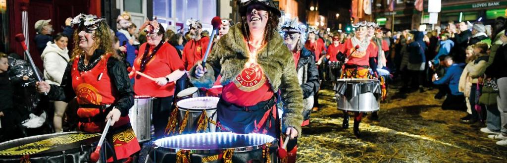 Performers at Kendal Torchlight Carnival