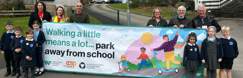 Road safety banners were launched at St Martin's and St Mary's Primary School