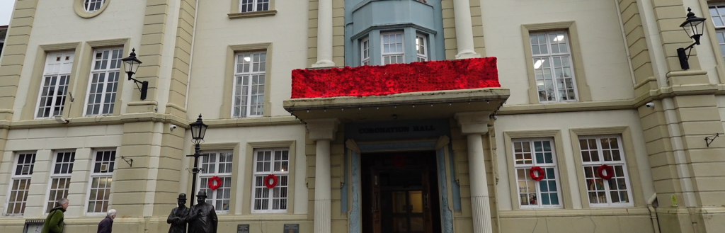 Poppies adorn the Coronation Hall in Ulverston