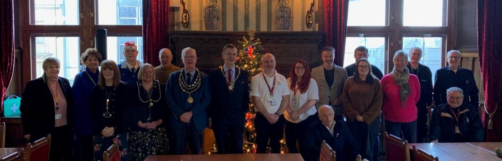 Veterans and civic guests at the Chairman's festive gathering in Barrow Town Hall