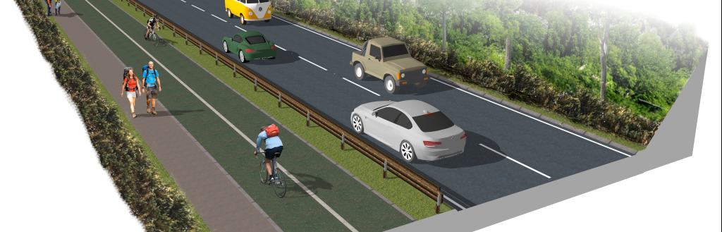 Artist impression of how the new cycle lane and footway on the A591 could look
