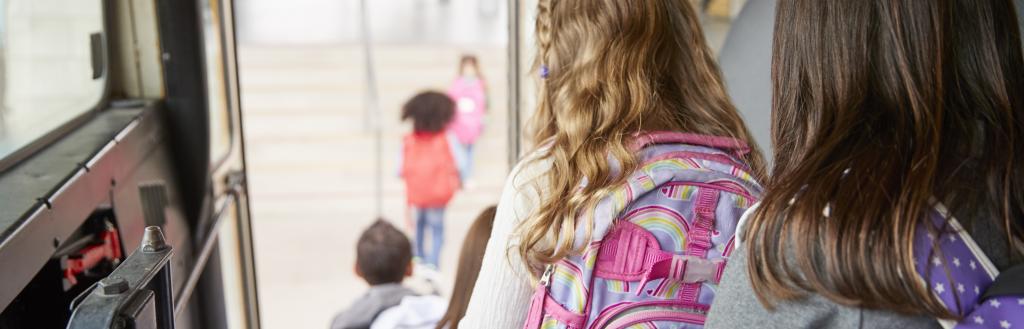 school children on bus